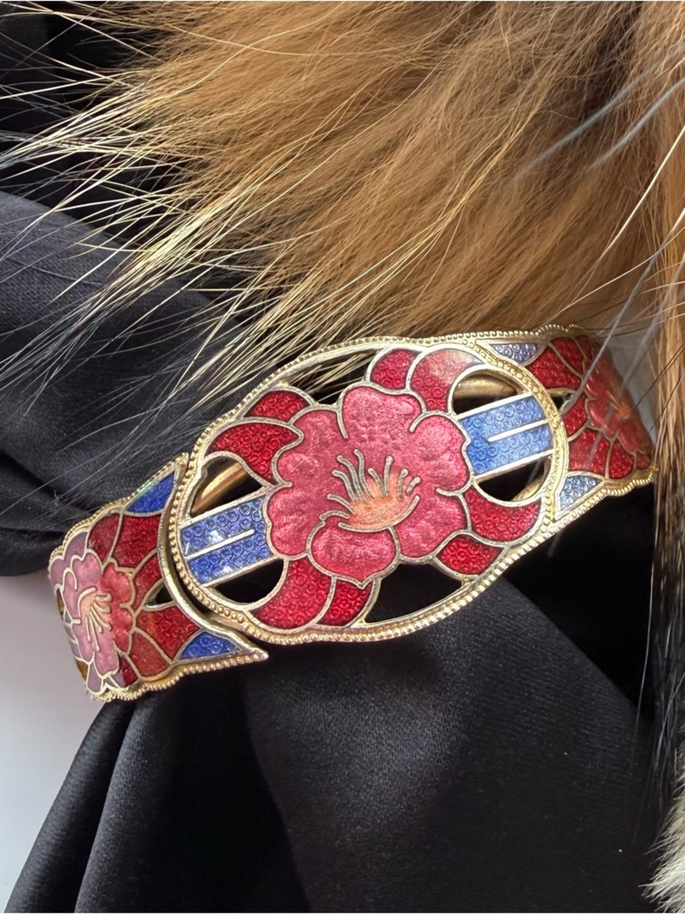 vintage cloisonné enamel bangle bracelet